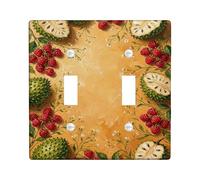 Placca di copertura per interruttore della luce a doppio lampone, motivo botanico rustico con foglie di soursop verde estate, in plastica, dimensioni standard, decorazione per casa, soggiorno, camera