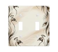 Placca di copertura per interruttore della luce a doppio pavone, eleganti piume artistiche onde, nessuna plastica beige, dimensioni standard, copertura per interruttore della luce a levetta, per casa