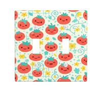 Placca di copertura per interruttore della luce a doppio pomodoro, giocoso e fantasioso fiore turbinio estivo in plastica rossa, dimensioni standard, copertura per interruttore della luce a levetta