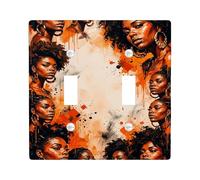 Placca di copertura per interruttore della luce a doppio volto, orecchini artistici moderni per capelli ricci autunnali in plastica arancione dimensioni standard piatti decorativi da parete per