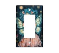 Placca di copertura per interruttore della luce a farfalla, ali blu foglia di tè per incantevole decorazione della casa, piastre da parete in materiale termoplastico, dimensioni standard singolo