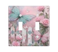 Placca di copertura per interruttore della luce a farfalla, romantica decorazione vintage in pizzo rosa pesca in plastica di dimensioni standard per soggiorno, camera da letto, casa ufficio