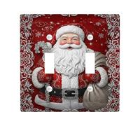 Placca di copertura per interruttore della luce a forma di Babbo Natale, decorazione natalizia con fiocchi di neve e fiocchi di neve, in plastica rossa, dimensioni standard, per nuovo appartamento