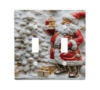 Placca di copertura per interruttore della luce a forma di Babbo Natale, regalo natalizio natalizio in plastica rossa, dimensioni standard, piatti decorativi da parete per soggiorno, camera da letto