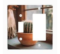 Placca di copertura per interruttore della luce a forma di cactus, colore terracotta terrosa per decorazione tutto l'anno, stile bohémien moderno per accenti del soggiorno, piastre da parete in