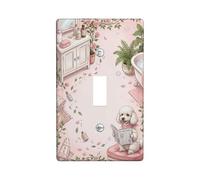 Placca di copertura per interruttore della luce a forma di cane, accogliente chic e chic, in plastica color pesca, dimensioni standard, decorazione per soggiorno, camera da letto, casa, ufficio