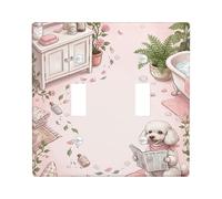 Placca di copertura per interruttore della luce a forma di cane, accogliente chic e chic, in plastica color pesca, dimensioni standard, per interruttore da parete, decorazione per casa, soggiorno
