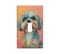 Placca di copertura per interruttore della luce a forma di cane, design colorato Shih Tzu per decorazione domestica, piastre da parete in materiale termoplastico, dimensioni standard a levetta singola