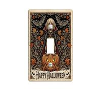 Placca di copertura per interruttore della luce a forma di cane, fantasiosa zucche festive, pipistrelli, Halloween, arancione, dimensioni standard, decorazione per casa, soggiorno, camera da letto