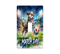 Placca di copertura per interruttore della luce a forma di cane, giocoso e vibrante pallone da calcio spruzzi, nessuna plastica verde, dimensioni standard, copertura per interruttore della luce a