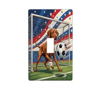 Placca di copertura per interruttore della luce a forma di cane, in plastica marrone, stile sportivo, giocoso per pallone da calcio, dimensioni standard, decorazione per casa, camera da letto, ufficio