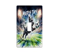 Placca di copertura per interruttore della luce a forma di cane, luci sportive dinamiche per palloni da calcio, luci da stadio, in plastica verde, dimensioni standard, per nuovo appartamento, casa