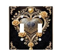 Placca di copertura per interruttore della luce a forma di cuore, stile barocco, elegante ornamento a forma di rosa, nessuna plastica dorata, dimensioni standard, piatti decorativi da parete per