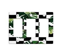 Placca di copertura per interruttore della luce a forma di foglia tropicale, foglie di Monstera verdi per decorazione primaverile, piastre da parete in materiale termoplastico, dimensioni standard 3