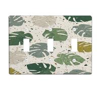 Placca di copertura per interruttore della luce a forma di foglia tropicale, foglie di Monstera verdi per decorazioni moderne, piastre da parete in materiale termoplastico, dimensioni standard tripla