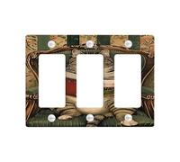 Placca di copertura per interruttore della luce a forma di gatto, dimensioni standard, stile vittoriano, vintage, poster, stile divertente, con animali, marrone, verde, grigio, termoplastico