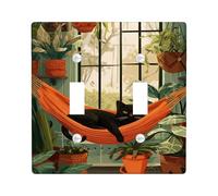 Placca di copertura per interruttore della luce a forma di gatto, motivo botanico tropicale, per amaca, piante, nessuna plastica verde, dimensioni standard, per interruttore da parete, accessori per