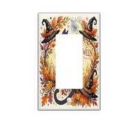 Placca di copertura per interruttore della luce a forma di gatto, per feste stagionali, cappelli da strega, zucche, Halloween, arancione, per soggiorno, camera da letto, casa, ufficio