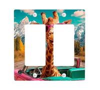 Placca di copertura per interruttore della luce a forma di giraffa, decorazione per auto e cielo, estate, stile fantasioso per la casa, piatti da parete in termoplastica, doppio bilanciere