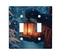 Placca di copertura per interruttore della luce a forma di lanterna, in plastica blu, per l'inverno e la neve, dimensioni standard, decorazione per casa, soggiorno, nuovo appartamento