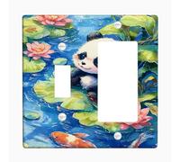 Placca di copertura per interruttore della luce a forma di panda, design colorato con ninfee per la cameretta dei bambini, piastre da parete in materiale termoplastico, dimensioni standard