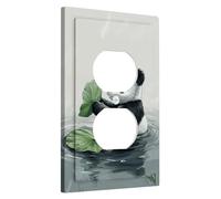 Placca di copertura per interruttore della luce a forma di panda, design con ninfee verdi per la camera dei bambini, decorazione da parete con animali, termoplastica, dimensioni standard singola
