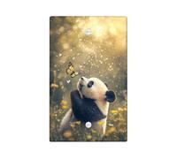 Placca di copertura per interruttore della luce a forma di panda, design morbido giallo con farfalla per decorazioni primaverili, piastre da parete in materiale termoplastico, piastra di copertura