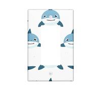 Placca di copertura per interruttore della luce a forma di pesce carino creatura oceanica modello cartone animato bambino animali marini bianco ardesia blu decorazione termoplastica infrangibile presa