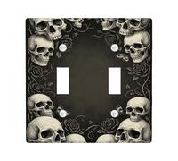 Placca di copertura per interruttore della luce a forma di teschio, gotico vintage, rosa, farfalla, Halloween, plastica nera, dimensioni standard, piatti decorativi da parete per camera da letto