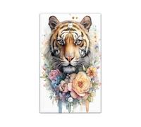 Placca di copertura per interruttore della luce a forma di tigre floreale, fiori colorati in fiore per decorazione domestica, piastre da parete in materiale termoplastico, piastra di copertura vuota