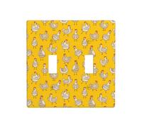 Placca di copertura per interruttore della luce a levetta, 2 piastre da parete di dimensioni standard 11,4 x 11,4 cm, divertente e carino pollo giallo, doppia piastra di copertura per interruttore