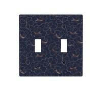 Placca di copertura per interruttore della luce a levetta, 2 piastre da parete di dimensioni standard 11,4 x 11,4 cm, contorno rame-oro lucido fiore di giglio, piastra di copertura decorativa per