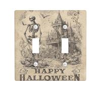 Placca di copertura per interruttore della luce a scheletro vintage/coperture per prese natalizie, design spettrale di Halloween per decorazioni domestiche, piastre da parete in materiale