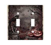 Placca di copertura per interruttore della luce a tema Halloween con gargoyle gotico e corvo