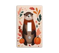Placca di copertura per interruttore della luce autunnale, design carino con animali marroni per decorazione autunnale, piastre da parete in materiale termoplastico, dimensioni standard a levetta