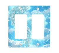 Placca di copertura per interruttore della luce celeste con ali d'angelo, decorazione eterea blu cielo per accenti domestici, piastre da parete in materiale termoplastico, dimensioni standard doppio