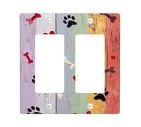 Placca di copertura per interruttore della luce colorata con stampa di zampe, design giocoso con cuori e ossa per gli amanti degli animali, piastre da parete in termoplastica, dimensioni standard