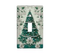 Placca di copertura per interruttore della luce con albero di Natale, con foglie di stella di Natale tradizionali, in plastica verde, dimensioni standard, accessori per nuovo appartamento, casa