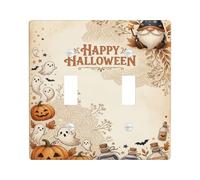Placca di copertura per interruttore della luce con citazione di zucche | Arte acquerello vintage, illustrazioni fantasma amichevoli, accenti Jack-o-lantern, bottiglie magiche di pozione