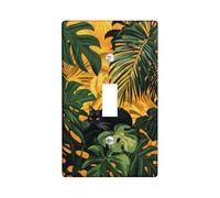 Placca di copertura per interruttore della luce con foglie tropicali, gatto nel verde, decorazione estiva per casa e ufficio, piastra da parete in materiale termoplastico, misura standard singola