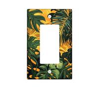 Placca di copertura per interruttore della luce con foglie tropicali, gatto nel verde, decorazione estiva per casa e ufficio, piastra da parete in materiale termoplastico, dimensioni standard