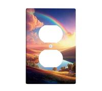 Placca di copertura per interruttore della luce con paesaggio arcobaleno, scenario vibrante al tramonto per decorazioni domestiche, piastre da parete in materiale termoplastico, presa singola duplex