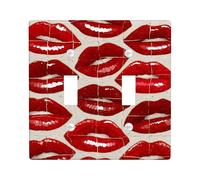 Placca di copertura per interruttore della luce con stampa labbra rosse, design romantico con bacio per la decorazione domestica, piastre da parete in materiale termoplastico, dimensioni standard