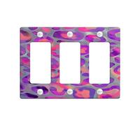 Placca di copertura per interruttore della luce con stampa leopardata, motivo animali viola e pesca per decorazione domestica, piastre da parete in materiale termoplastico, stile moderno, dimensioni