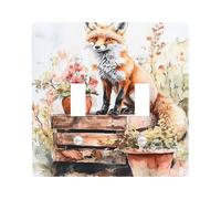 Placca di copertura per interruttore della luce con volpe autunnale, animali del bosco arancioni per la decorazione domestica, piatti da parete in materiale termoplastico, dimensioni standard doppia