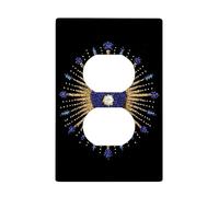 Placca di copertura per interruttore della luce dal design radiante a forma di cuore, colori blu reale e oro per la decorazione domestica, elegante stile spirituale, perfetto per l'uso tutto l'anno