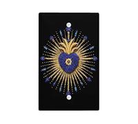 Placca di copertura per interruttore della luce dal design radiante a forma di cuore, colori blu reale e oro per la decorazione della casa, elegante stile spirituale, perfetta per l'uso tutto l'anno