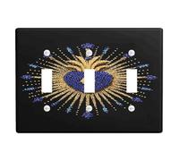 Placca di copertura per interruttore della luce dal design radiante a forma di cuore, colori blu reale e oro per la decorazione della casa, elegante stile spirituale, perfetto per l'uso tutto l'anno