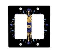 Placca di copertura per interruttore della luce dal design radiante a forma di cuore, colori blu reale e oro per la decorazione della casa, elegante stile spirituale, perfetto per l'uso tutto l'anno