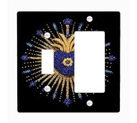 Placca di copertura per interruttore della luce dal design radiante a forma di cuore, colori blu reale e oro per la decorazione della casa, elegante stile spirituale, perfetto per l'uso tutto l'anno